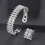 Zirconia Stones Link Chain Rings Women Engagement Jewelry