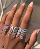 Zirconia Stone Link Chain Rings Women Engagement Jewelry