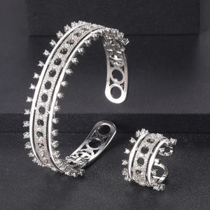 Zirconia Stones Link Chain Rings Women Engagement Jewelry