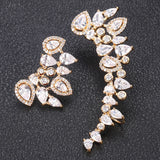 Romantic Asymmetric Earrings Micro Paved Zircons Bridal Wedding Jewelry