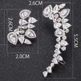 Romantic Asymmetric Earrings Micro Paved Zircons Bridal Wedding Jewelry