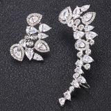 Romantic Asymmetric Earrings Micro Paved Zircons Bridal Wedding Jewelry