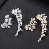 Romantic Asymmetric Earrings Micro Paved Zircons Bridal Wedding Jewelry