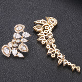 Romantic Asymmetric Earrings Micro Paved Zircons Bridal Wedding Jewelry