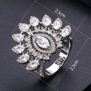 Hot Indian African Dubai Wide Full Prong CZ Rings For Women
