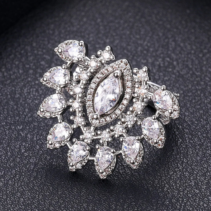 Hot Indian African Dubai Wide Full Prong CZ Rings For Women