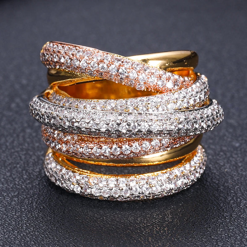 Famous Cross Geometry Cubic Zirconium Engagement Dubai Unisex Rings