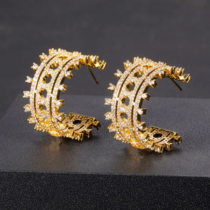 Colorful Twist Braided Micro Pink Zirconia Wedding Earrings