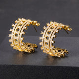 Colorful Twist Braided Micro Pink Zirconia Wedding Earrings