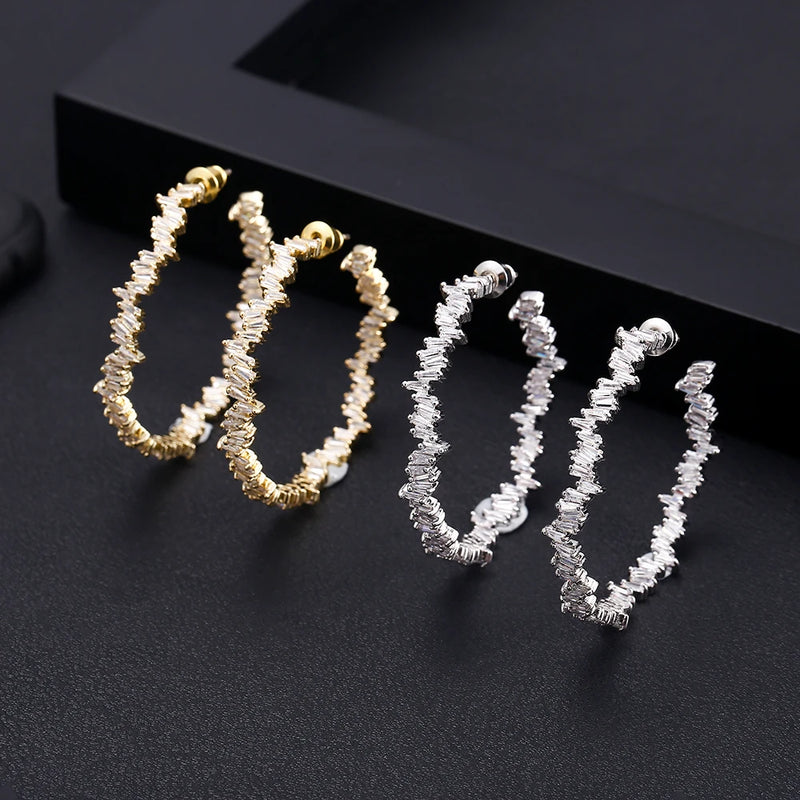 Jankelly 42mm CZ Women Wedding Earrings