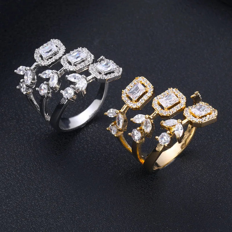 Famous Cubic Zircon Dubai Engagement Wedding Wrap Ring for Women