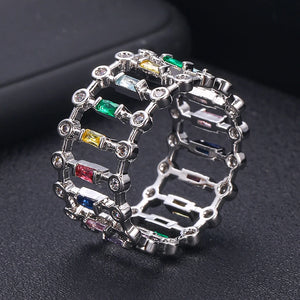 Charm Wedding Rings Sterling Silver Clear Austrian Crystal Dubai Jewelry