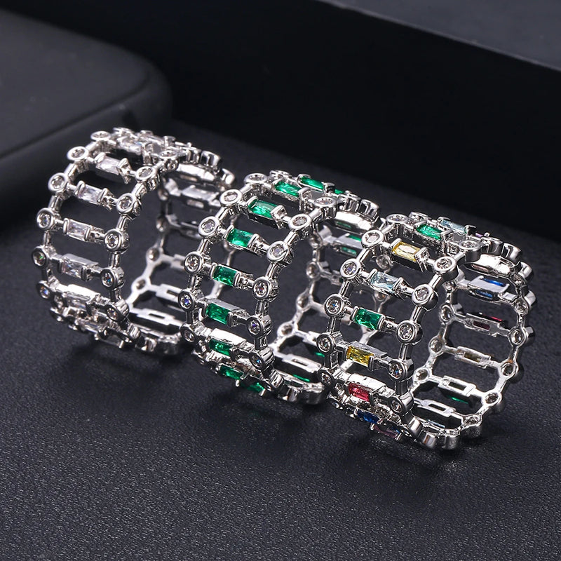 Charm Wedding Rings Sterling Silver Clear Austrian Crystal Dubai Jewelry