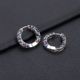 CZ Round Shape Big Hoop Earrings Wedding Crystal CZ Party Jewelry