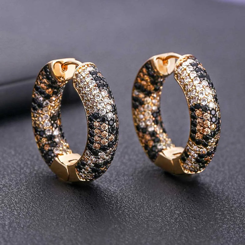CZ Round Hoop Earrings Wedding Crystal CZ Party Jewellery