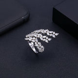 Olive Leaf Twist Statement Rings Crystal Zircon Bridal Finger Rings