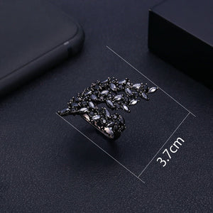 Olive Leaf Twist Statement Rings Crystal Zircon Bridal Finger Rings
