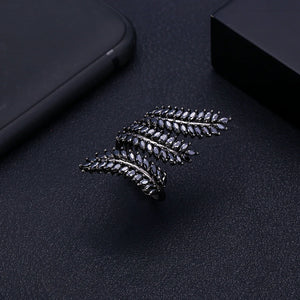 Olive Leaf Twist Statement Rings Crystal Zircon Dubai Bridal Finger Rings