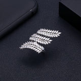 Olive Leaf Twist Statement Rings Crystal Zircon Dubai Bridal Finger Rings