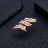 Olive Leaf Twist Statement Rings Crystal Zircon Dubai Bridal Finger Rings