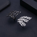Olive Leaf Twist Statement Rings Crystal Zircon Bridal Finger Rings