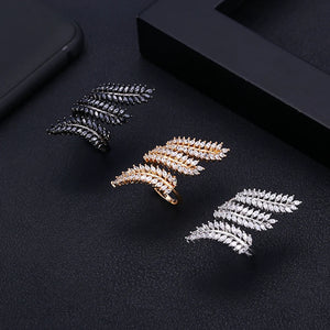 Olive Leaf Twist Statement Rings Crystal Zircon Dubai Bridal Finger Rings