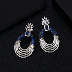 CZ Statement Stud Earrings Women Bridal DUBAI Big Earring Jewelry