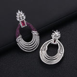 CZ Statement Stud Earrings Women Bridal DUBAI Big Earring Jewelry