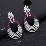 CZ Statement Stud Earrings Women Bridal DUBAI Big Earring Jewelry