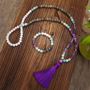 Purple 108 Beads Women's Healing Meditation Necklace