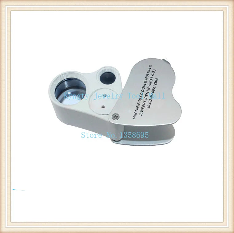 LED 30X 22mm 60X 12mm Loop Jeweler Magnifying Glass