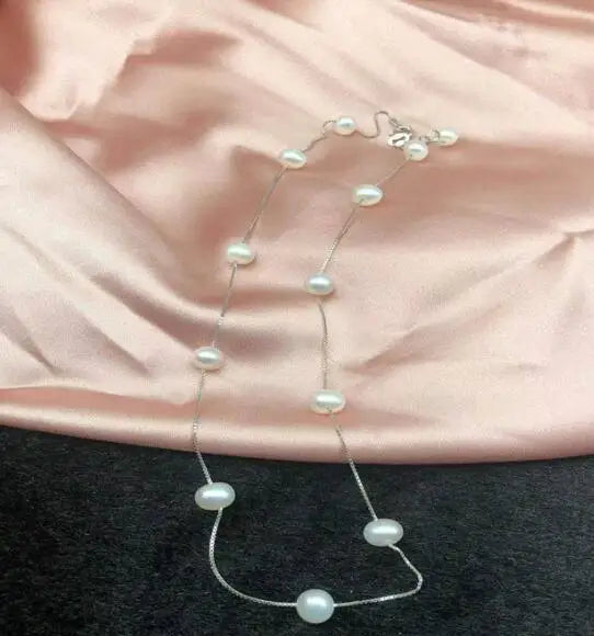 Freshwater Pearl Necklace Pendant 925 Sterling Silver Chain