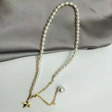 White Pearls Pendant Necklace Chain Women