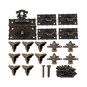 Antique Bronze Furniture Cabinet Hinges with Jewelry Box Toggle Hasp Latch Lock