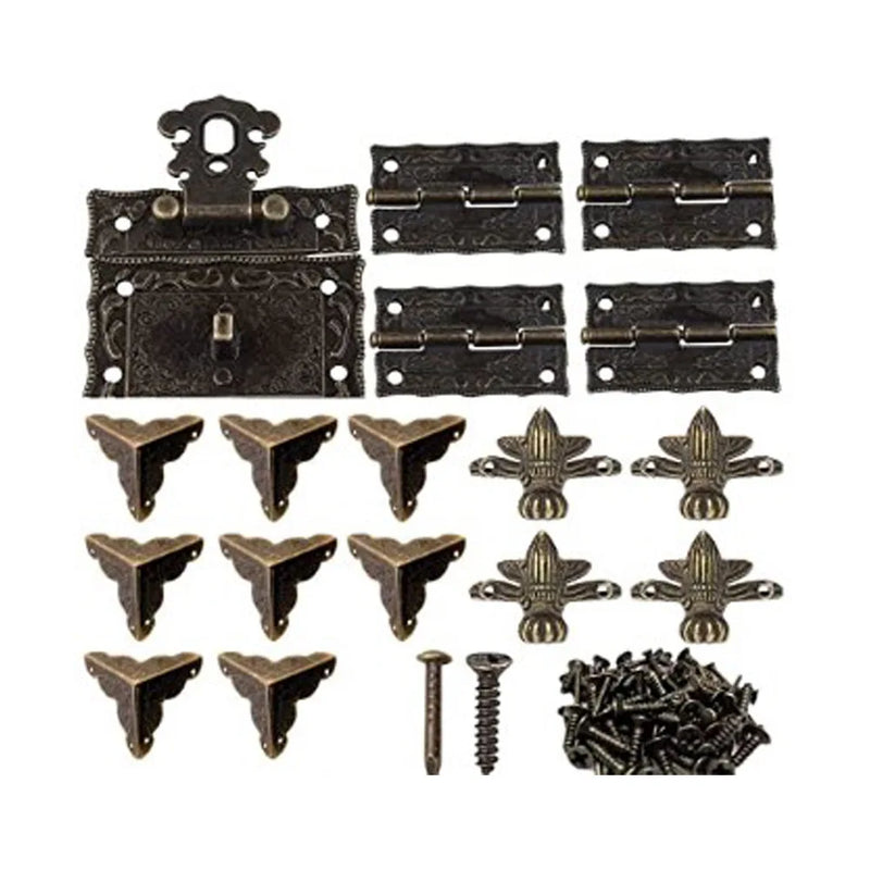 Antique Bronze Furniture Cabinet Hinges with Jewelry Box Toggle Hasp Latch Lock
