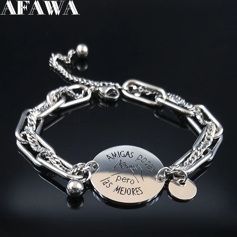 Stainless Steel Charm Bracelet Silver Chain Jewelry