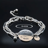 Stainless Steel Charm Bracelet Silver Chain Jewelry