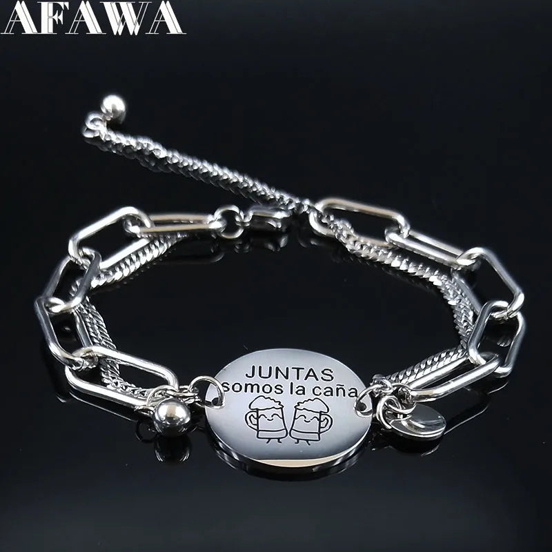 Stainless Steel Charm Silver Chain Bracelet Jewelry