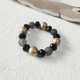 Black Crystal Bracelet Hand Beaded Women's Bracelet Classic Style Vintage