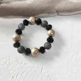 Black Crystal Bracelet Hand Beaded Women's Bracelet Classic Style Vintage