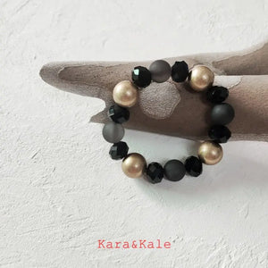 Black Crystal Bracelet Hand Beaded Women's Bracelet Classic Style Vintage