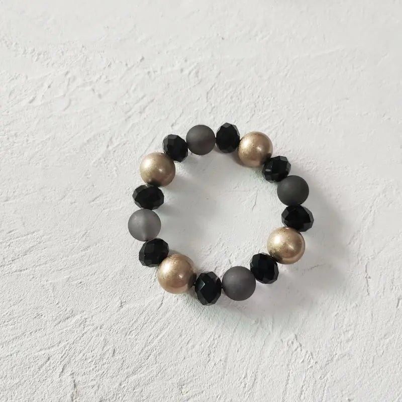 Black Crystal Bracelet Hand Beaded Women's Bracelet Classic Style Vintage