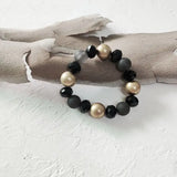 Black Crystal Bracelet Hand Beaded Women's Bracelet Classic Style Vintage