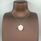Keshi Baroque Pearl Pendant Necklace, 925 Silver, 18k Plating