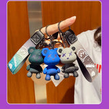 Bear Keychain Women Boy Girl Animal Pendant Metal Key Ring Accessories Gift