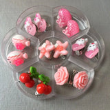 Kids Clip On Earrings Animal Flower Girls Jewelry Painless 7 Pairs/Set