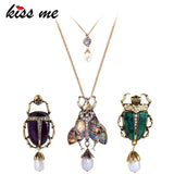 Natural Stone Freshwater Pearl Insect Pendant Necklace Jewelry
