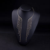 Gray Beads Tassel Choker Necklace Maxi Jewelry