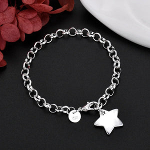 925 Silver Star Bracelet Necklace Set for Women Wedding Jewelry