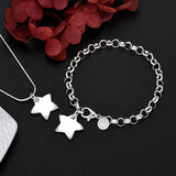 925 Silver Star Bracelet Necklace Set for Women Wedding Jewelry